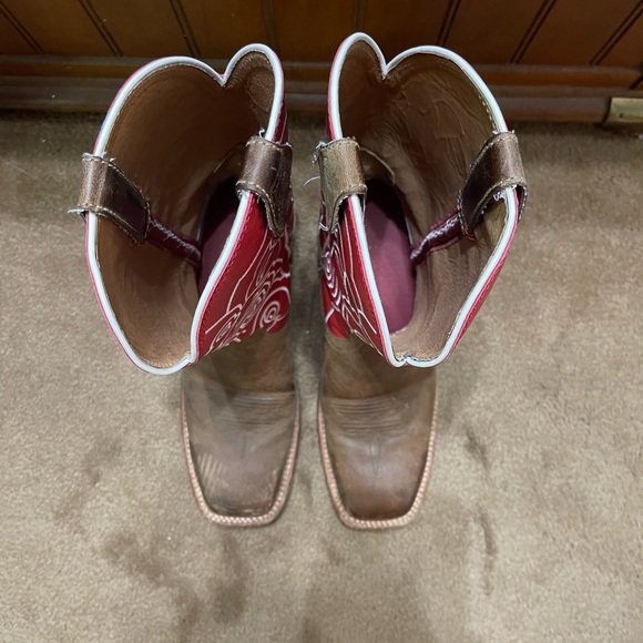 SIZE 7.5B TWISTED X WOMENS WESTERN BOOTS PULL ON SEQUOIA RED ROSE SQ TOE WXTL003 - Picture 8 of 10